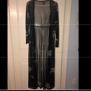 Sheer Black & White floor length Robe